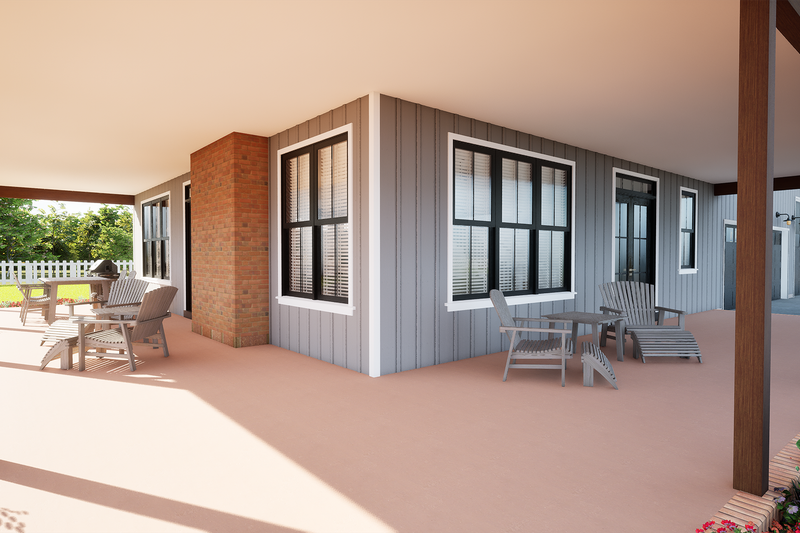 House Blueprint - Exterior - Covered Porch for Barndominium House Plan #48-1204 - 4 bed, 3.5 bath