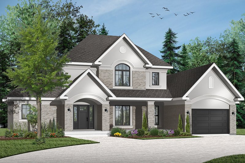 Home Plan - Exterior - Front Elevation 3 for Traditional House Plan #23-831 - 4 bed, 3.5 bath