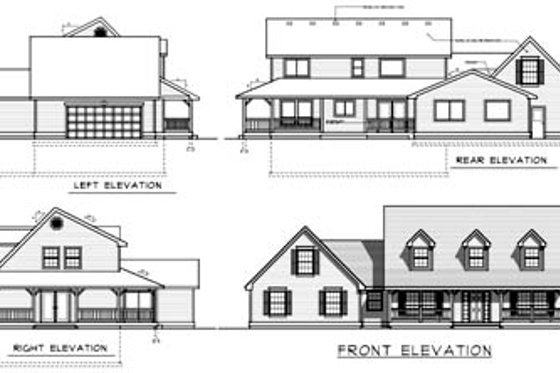 Exterior - Rear Elevation for Traditional House Plan #101-205 - 4 bed, 2.5 bath