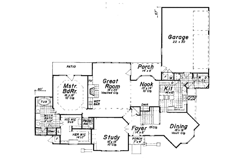 Home Plan - Floor Plan - Main Floor for European House Plan #52-139 - 4 bed, 3.5 bath