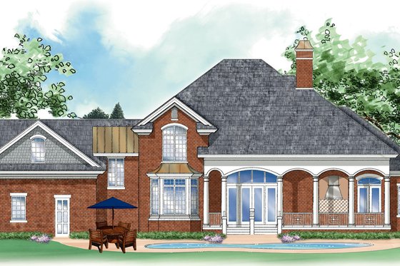 Exterior - Rear Elevation for Traditional House Plan #930-261 - 4 bed, 3.5 bath