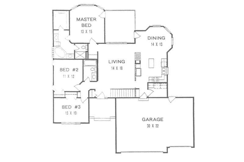House Plan Design - Floor Plan - Main Floor for Traditional House Plan #58-141 - 3 bed, 2 bath