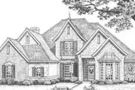 Exterior - Front Elevation for European House Plan #310-388 - 4 bed, 3.5 bath