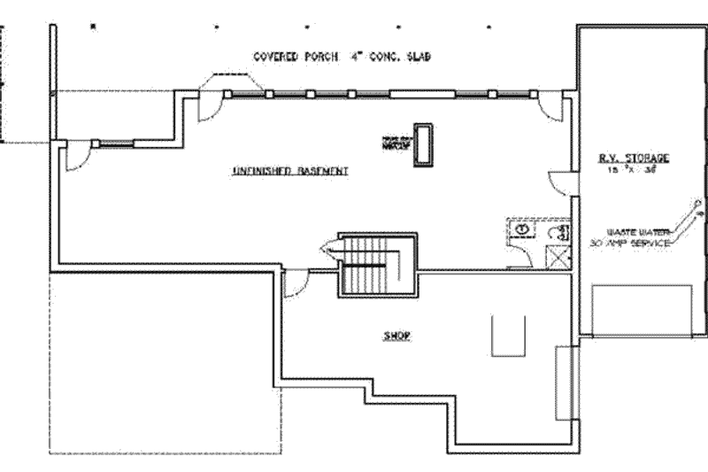 Home Plan - Floor Plan - Lower Floor for Traditional House Plan #117-144 - 2 bed, 4 bath
