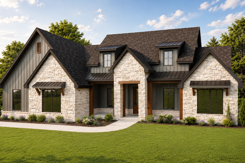 Architectural House Design - Exterior - Front Elevation 3 for Farmhouse House Plan #1119-15 - 5 bed, 2.5 bath