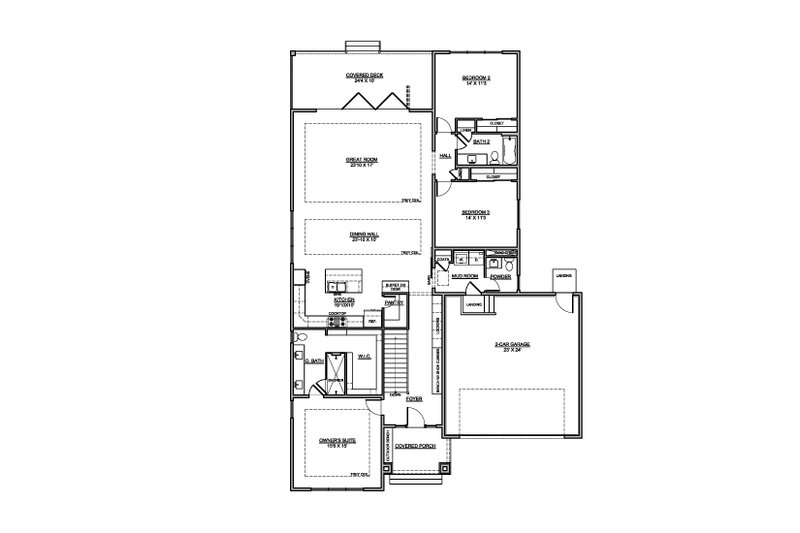House Blueprint - Floor Plan - Main Floor for Farmhouse House Plan #1073-53 - 3 bed, 2.5 bath