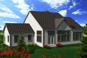 Exterior - Rear Elevation for Tudor House Plan #70-1139 - 3 bed, 2.5 bath