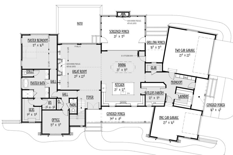 Architectural House Design - Floor Plan - Main Floor for Farmhouse House Plan #1088-1 - 5 bed, 5.5 bath