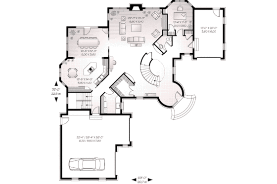 Floor Plan - Main Floor for European House Plan #23-576 - 3 bed, 2.5 bath