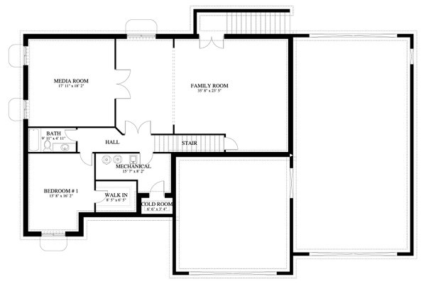 Architectural House Design - Traditional Floor Plan - Lower Floor Plan #1060-375
