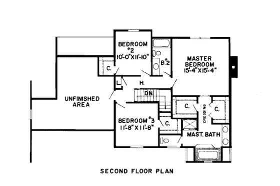 Floor Plan - Upper Floor for Traditional House Plan #312-847 - 3 bed, 2.5 bath
