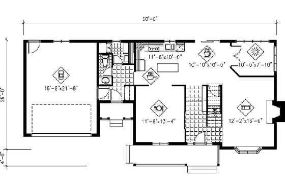 Floor Plan - Main Floor for Traditional House Plan #25-4165 - 3 bed, 2.5 bath
