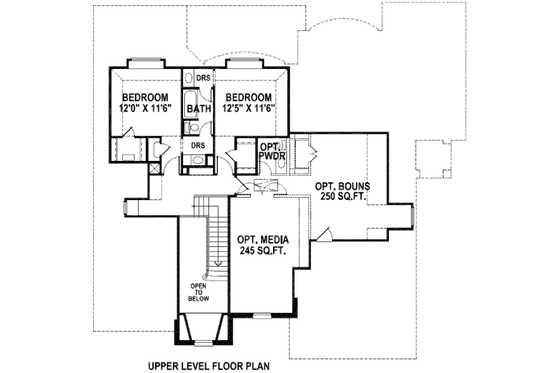 Floor Plan - Upper Floor for European House Plan #141-278 - 4 bed, 3 bath