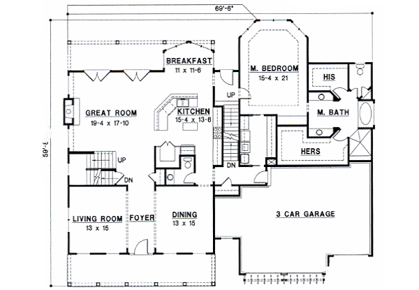 Country Floor Plan - Main Floor Plan #67-293