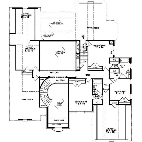 European Floor Plan - Upper Floor Plan #81-642