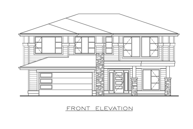 House Design - Exterior - Front Elevation 3 for Prairie House Plan #1100-33 - 3 bed, 2 bath