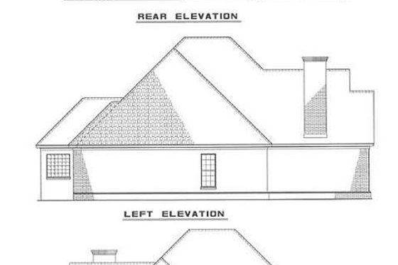 Exterior - Rear Elevation for European House Plan #17-1008 - 3 bed, 2 bath