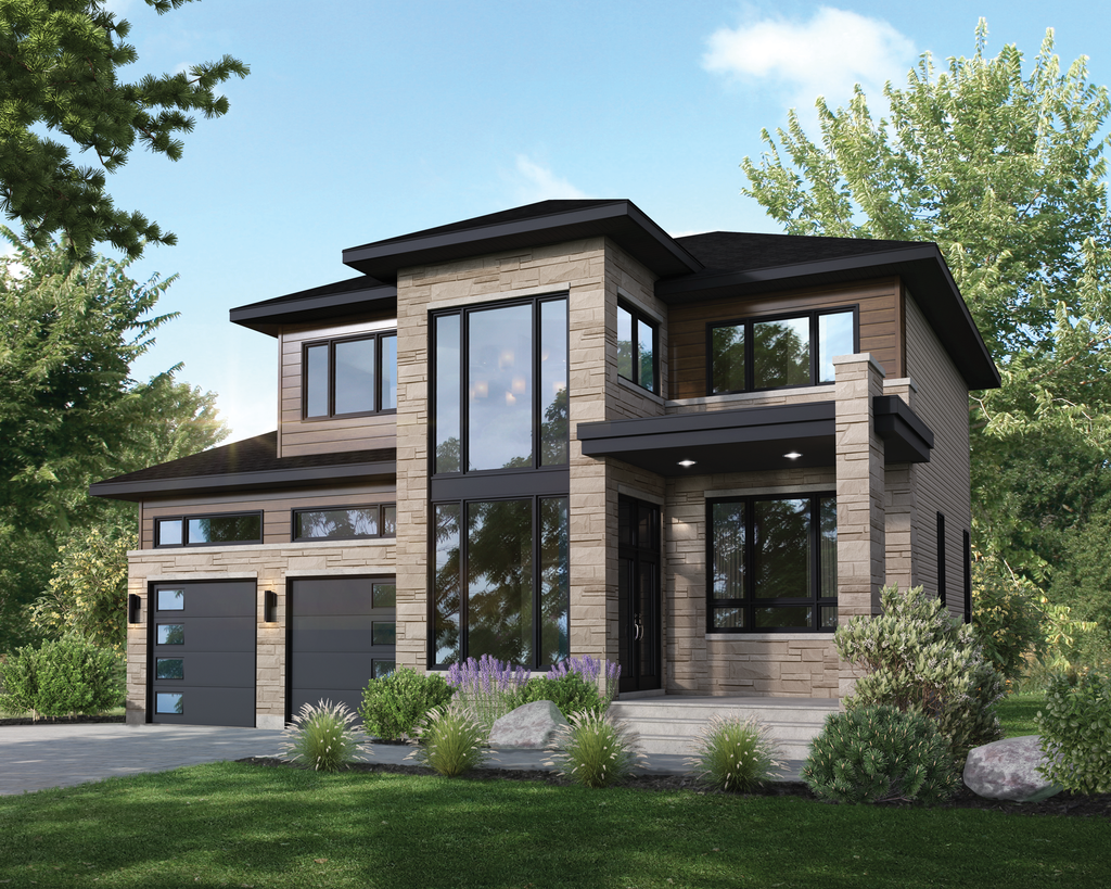 Contemporary Style House Plan - 3 Beds 2.5 Baths 1966 Sq/Ft Plan #25