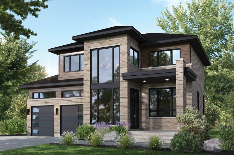 Contemporary Style House Plan - 3 Beds 2.5 Baths 1966 Sq/Ft Plan #25-4892