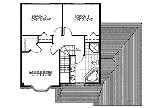 Floor Plan - Upper Floor for European House Plan #138-277 - 3 bed, 1.5 bath