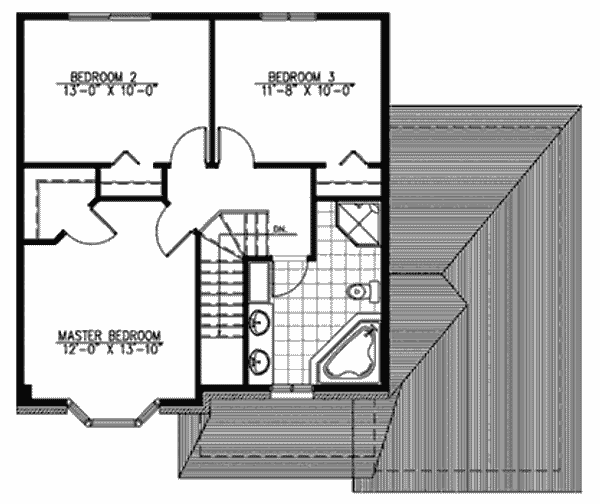 Floor Plan - Upper Floor for European House Plan #138-277 - 3 bed, 1.5 bath