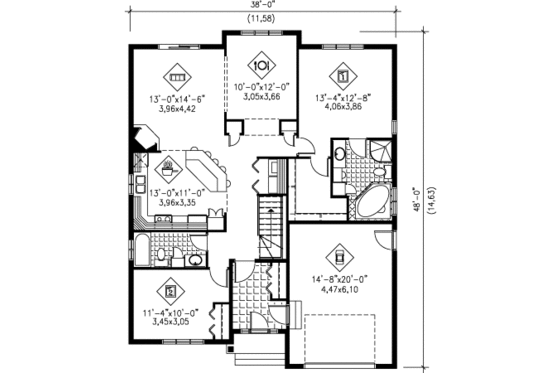 Floor Plan - Main Floor for Traditional House Plan #25-4118 - 2 bed, 2 bath