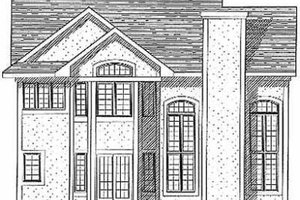 Exterior - Rear Elevation for European House Plan #70-416 - 4 bed, 2.5 bath