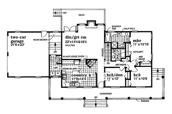 Floor Plan - Main Floor for Ranch House Plan #47-334 - 3 bed, 2 bath
