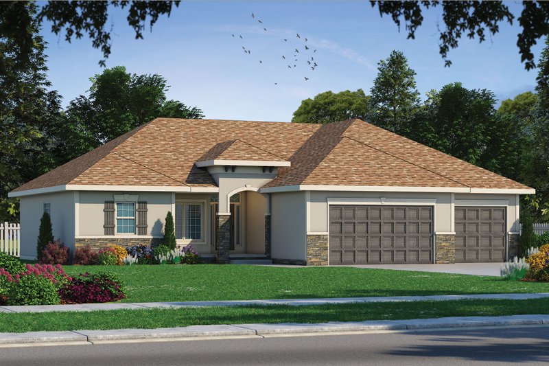 Home Plan - Mediterranean Exterior - Front Elevation Plan #20-2174