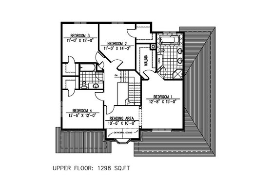 Floor Plan - Upper Floor for European House Plan #138-325 - 4 bed, 2.5 bath
