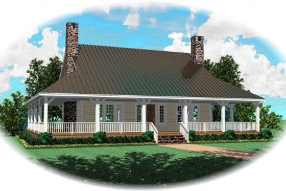 Exterior - Front Elevation for Country House Plan #81-13908 - 3 bed, 2.5 bath