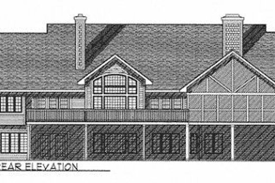 Exterior - Rear Elevation for Country House Plan #70-377 - 3 bed, 2.5 bath