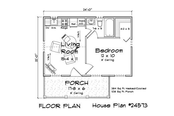 Floor Plan - Main Floor for Cottage House Plan #513-2366 - 1 bed, 1 bath