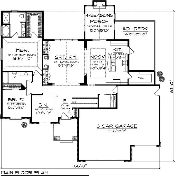 House Blueprint - Traditional Floor Plan - Main Floor Plan #70-1003