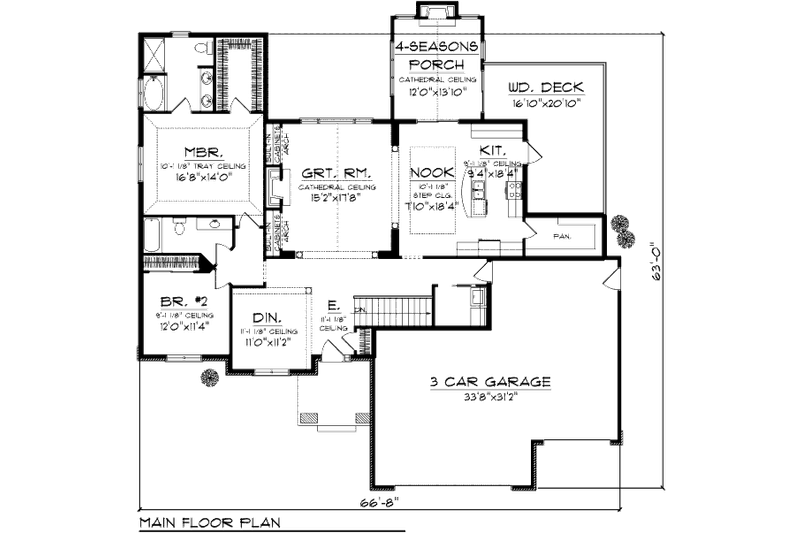 Dream House Plan - Floor Plan - Main Floor for Traditional House Plan #70-1003 - 5 bed, 3 bath