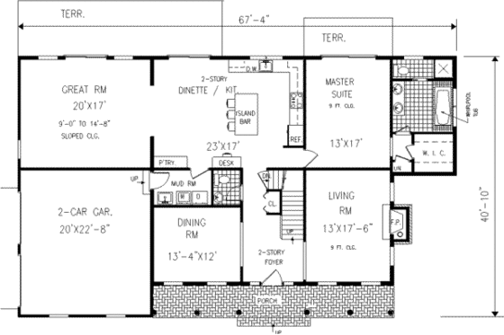 Floor Plan - Main Floor for Farmhouse House Plan #3-219 - 4 bed, 2.5 bath