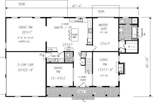 House Design - Colonial Floor Plan - Main Floor Plan #3-219