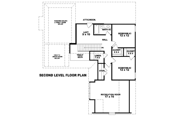Floor Plan - Upper Floor for Traditional House Plan #81-13898 - 3 bed, 2.5 bath