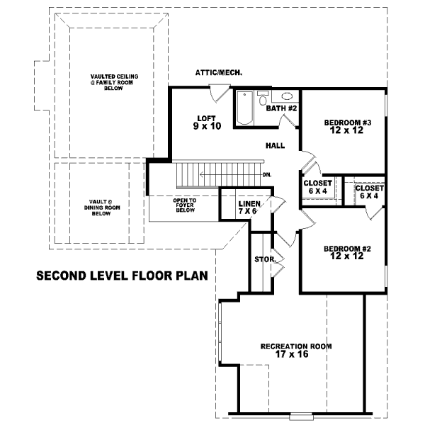 Traditional Floor Plan - Upper Floor Plan #81-13898