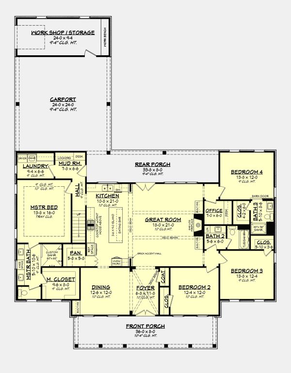 Architectural House Design - Farmhouse Floor Plan - Main Floor Plan #430-215