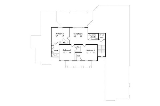 Floor Plan - Upper Floor for Classical House Plan #417-430 - 5 bed, 4.5 bath