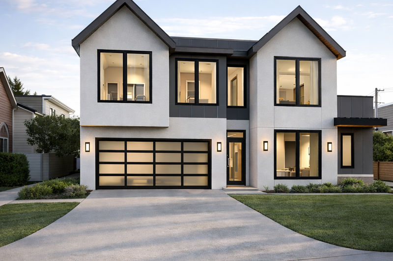 House Design - Exterior - Front Elevation 2 for Modern House Plan #1129-21 - 4 bed, 3.5 bath