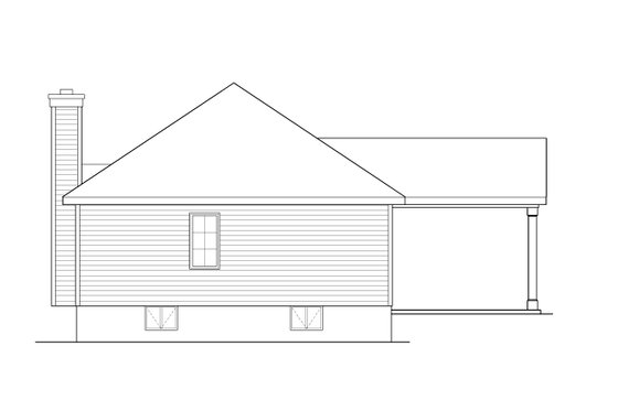 Exterior - Rear Elevation for Bungalow House Plan #22-583 - 3 bed, 1 bath
