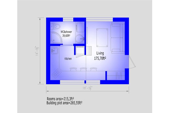 Floor Plan - Main Floor for Modern House Plan #549-33 - 1 bed, 1 bath