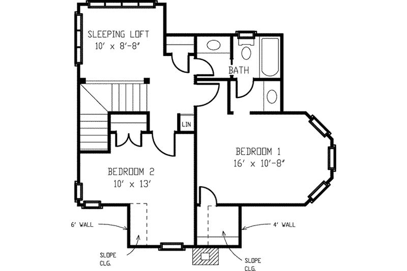Dream House Plan - Floor Plan - Upper Floor for European House Plan #410-251 - 2 bed, 1.5 bath