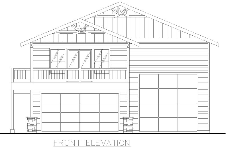 Architectural House Design - Exterior - Front Elevation 3 for Craftsman House Plan #117-1058 - 1 bed, 1 bath