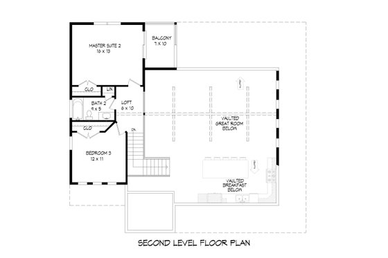 Floor Plan - Upper Floor for Farmhouse House Plan #932-34 - 3 bed, 2 bath