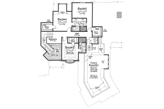 Floor Plan - Upper Floor for European House Plan #310-340 - 5 bed, 4.5 bath