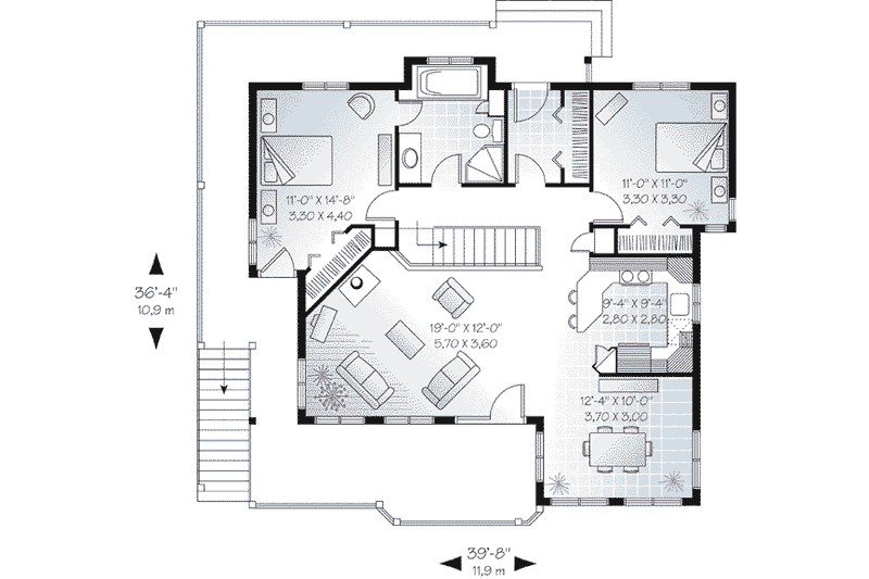 Dream House Plan - Floor Plan - Main Floor for Traditional House Plan #23-494 - 2 bed, 1 bath