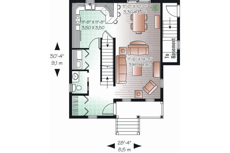 Home Plan - Floor Plan - Main Floor for Country House Plan #23-2179 - 3 bed, 1.5 bath